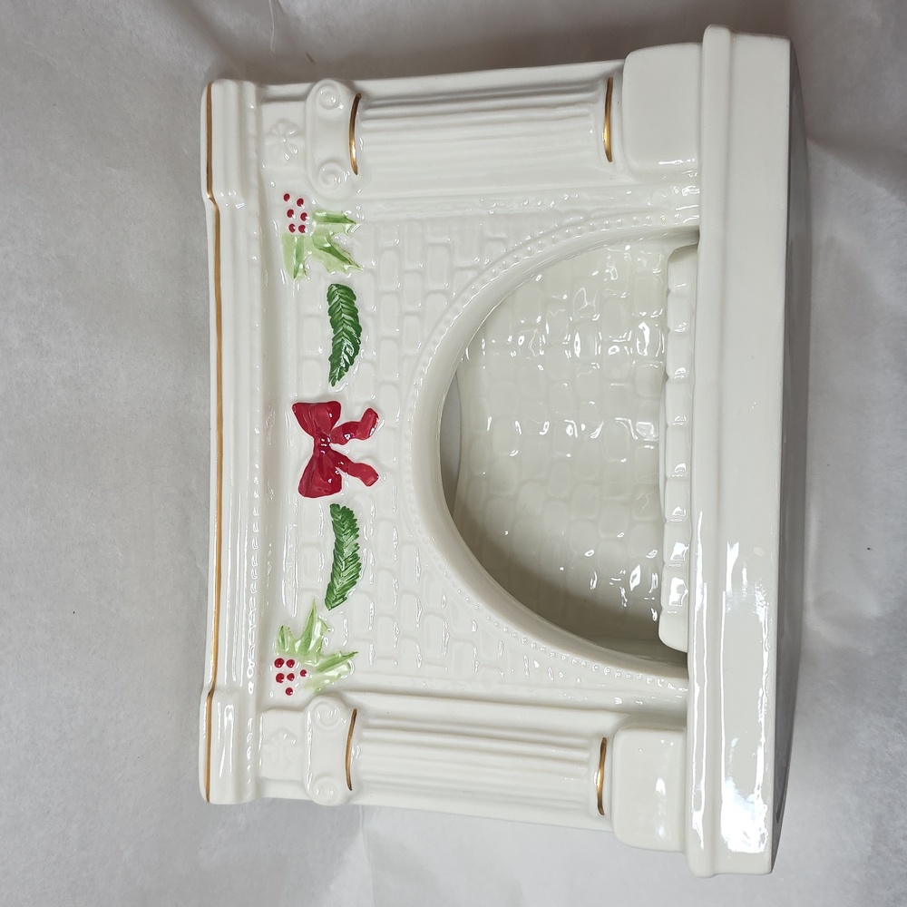 Belleek Christmas Collectibles Fireplace Tea Light Holder - Picture 4 of 4